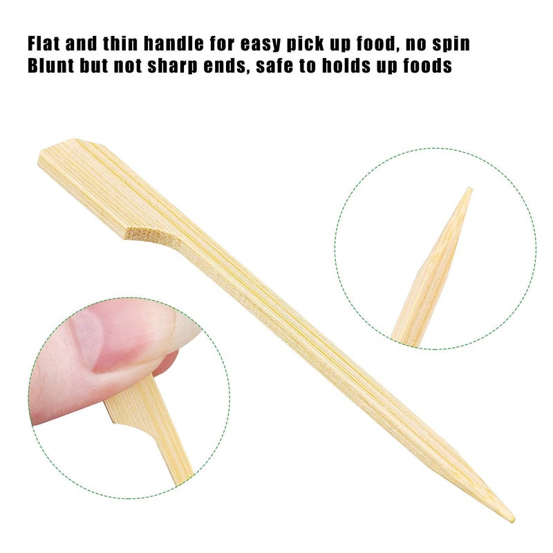 Hysagtek 400 Pcs 3.5 Inch Bamboo Skewers Wood Paddle Picks Cocktail Toothpicks Wooden Bamboo Skewers Toothpicks for Cocktail, Appetizers, Fruit, Sandwich, Grilling, Barbeque, Snacks - Image 4